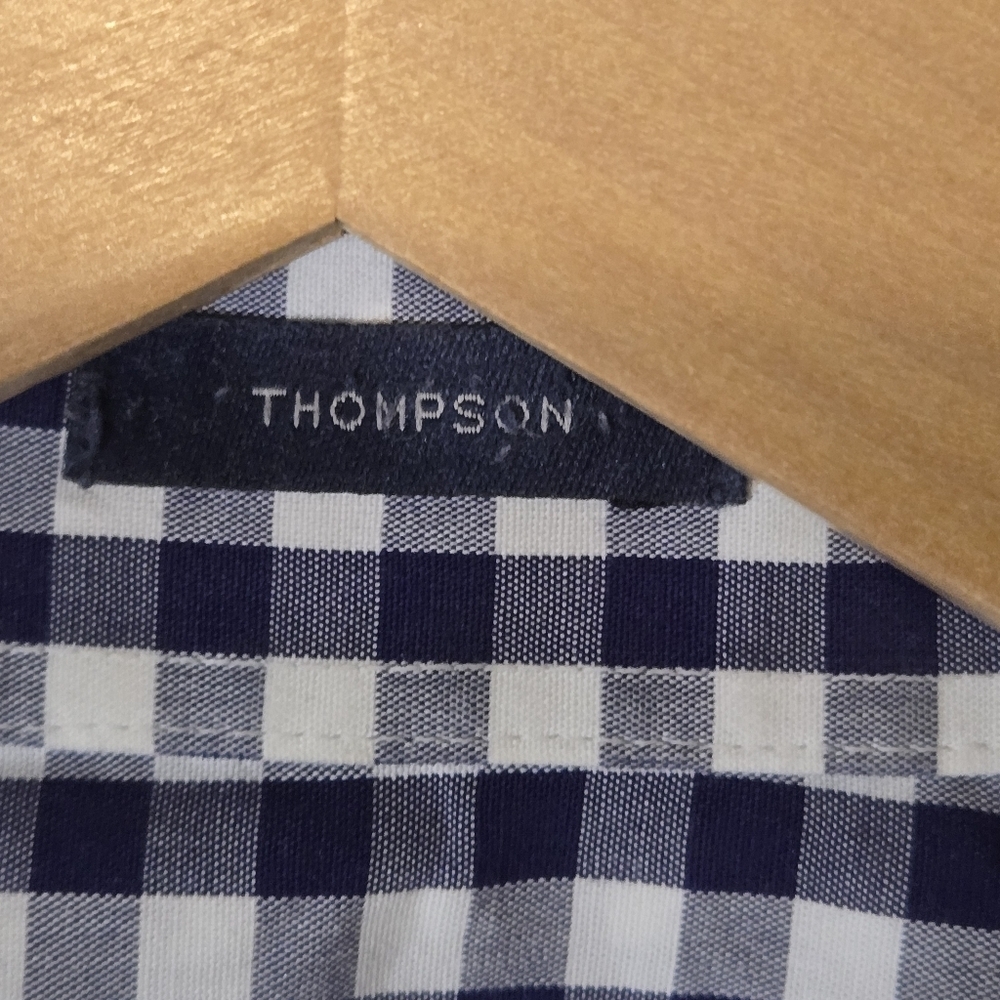 J. Crew Blue and White Checkered Thompson Stretch Men's Large Button Down Shirt - Picture 9 of 15